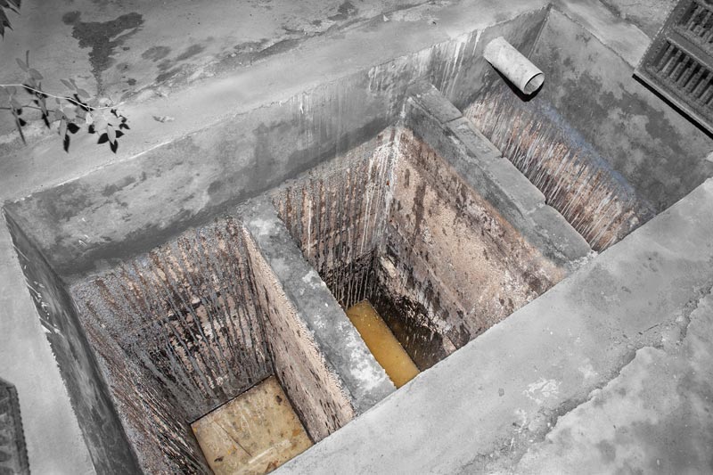 A 3-chamber septic tank in a peri-urban house in Bareilly city, Uttar Pradesh